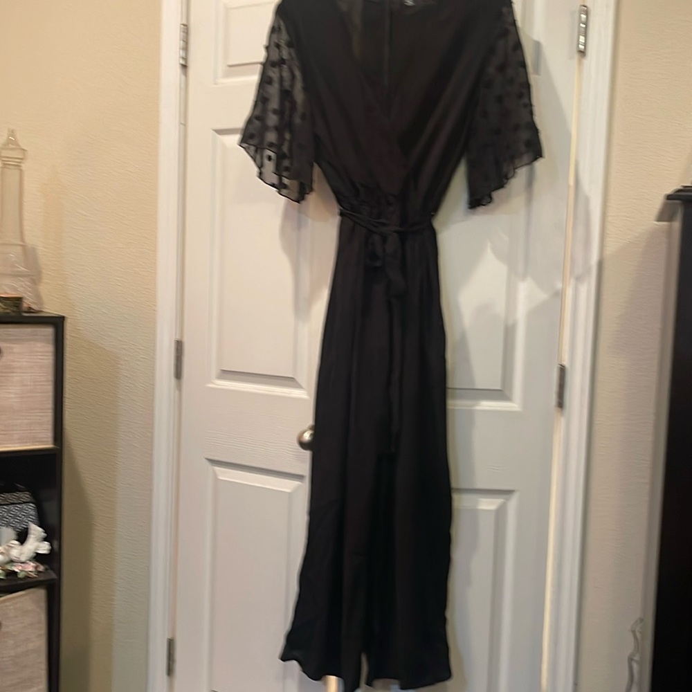 SHEIN, black, with zipper in back, with belt hoops and belt, jumpsuit